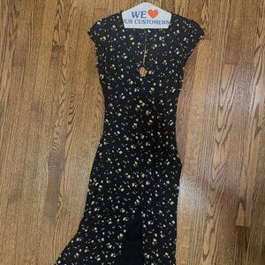 Reformation Cap Sleeve Flowers Open Back Dress